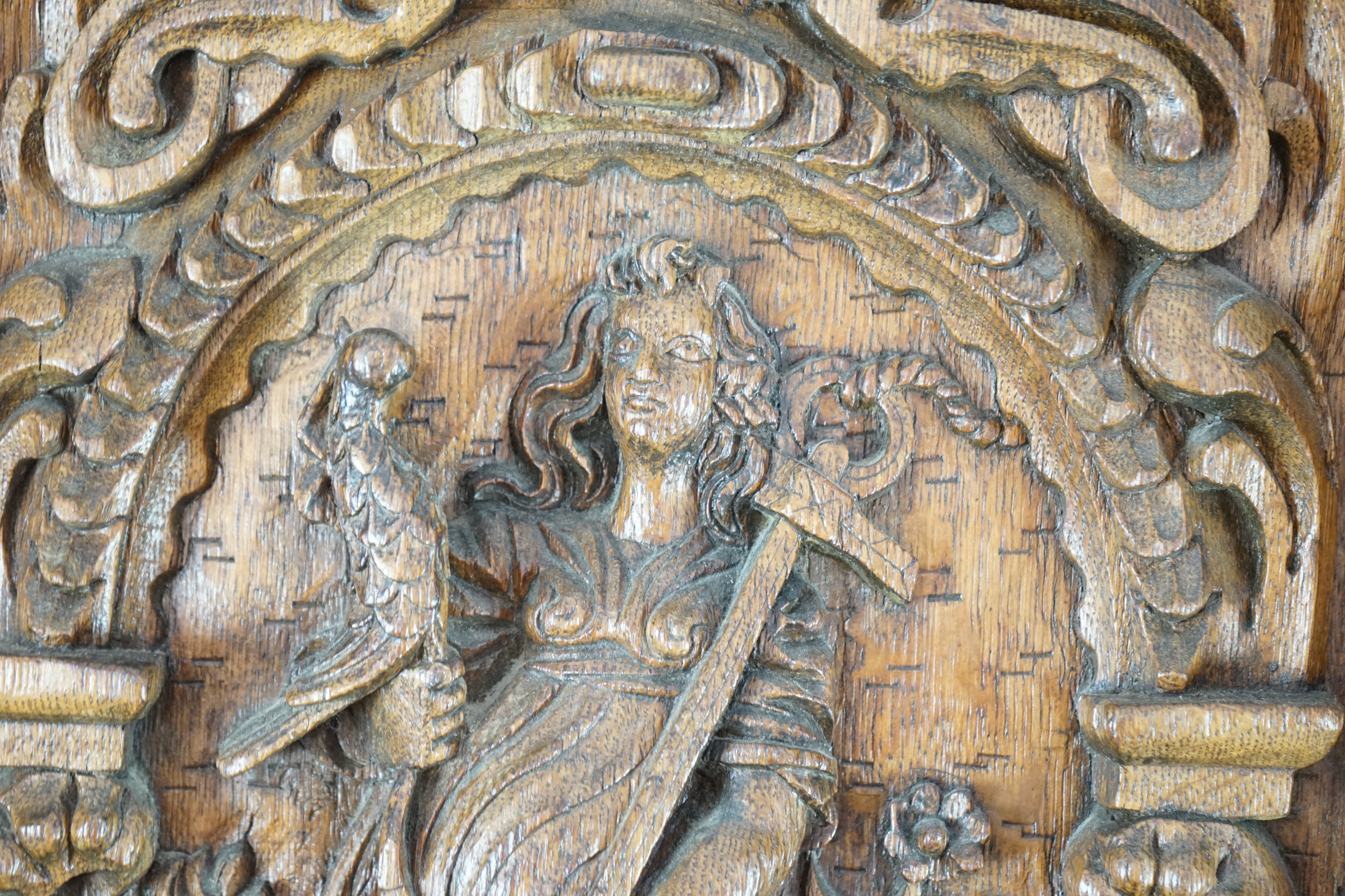 A 17th century and later Flemish carved oak panel